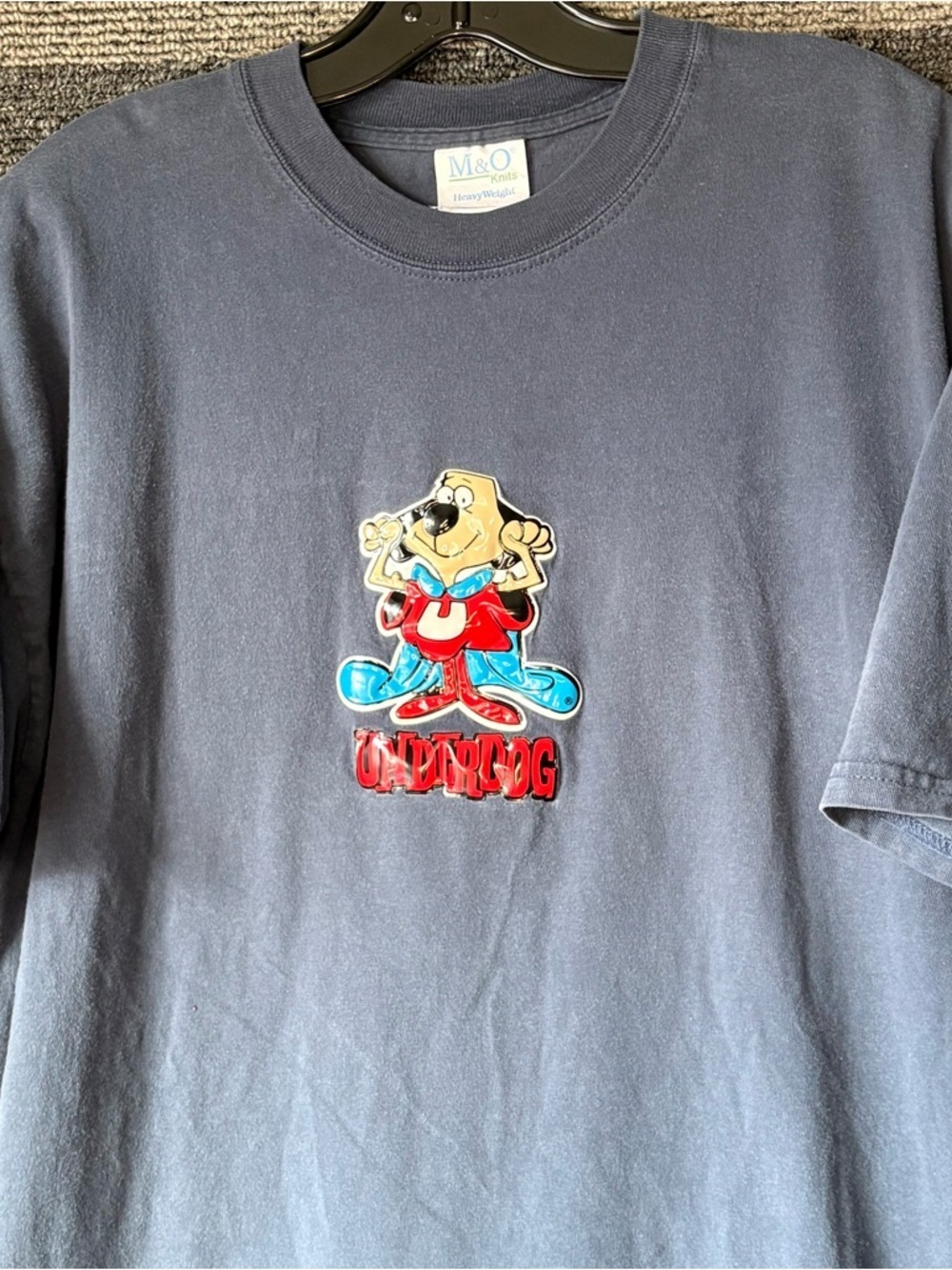 Vintage 90’s Vinyl Embossed Puff Print Underdog Slate Blue T-Shirt Men’s XL - Picture 2 of 5